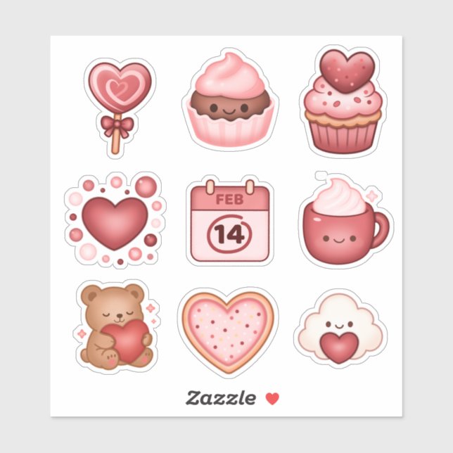 Heartstrings and Sparkles Valentines Stickers 9ct (Sheet)