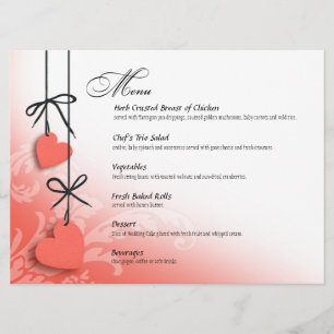 Heartstrings Dinner Menu peach