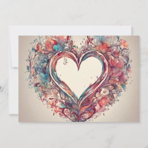 Heartstrings- watercolor heart painting  invitation