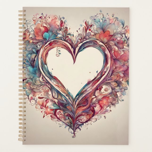 Heartstrings- watercolor heart painting  planner (Front)