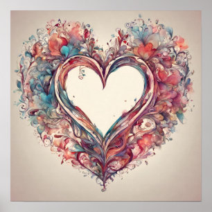 Heartstrings- watercolor heart painting  poster