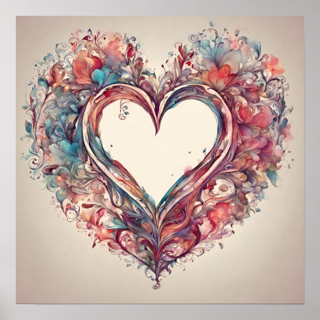 Heartstrings- watercolor heart painting  poster (Front)