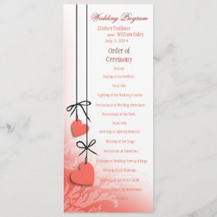 Heartstrings Wedding Program peach Programme