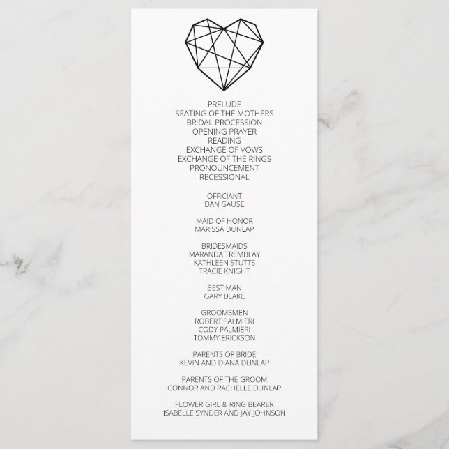 Heartstrings Wedding Program Programme (Front)