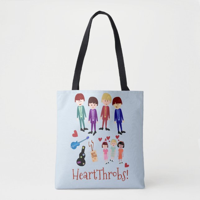Heartthrobs Cute Retro Music Band Illustration Tote Bag (Front)