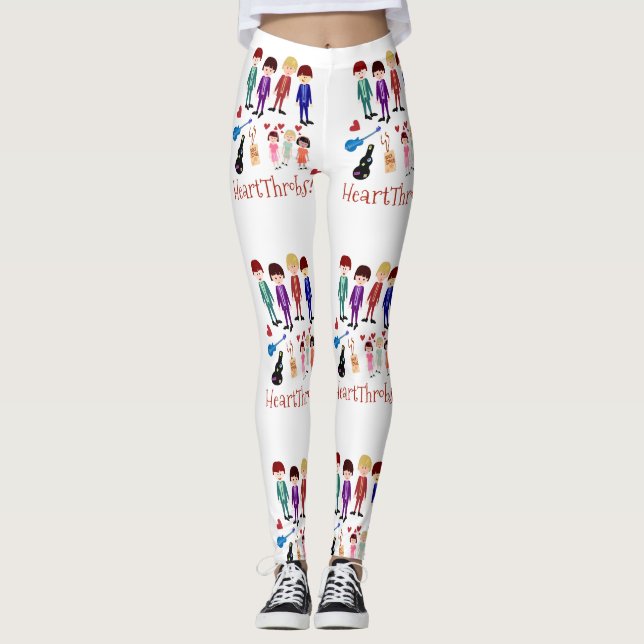 Heartthrobs Vintage Cartoon Character Retro Art Leggings (Front)