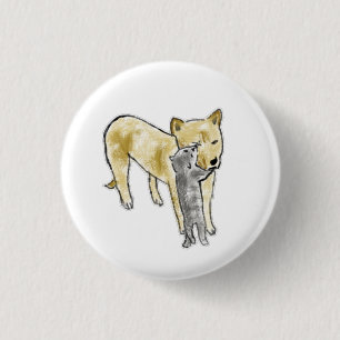 Heartwarming Dog and Cat Best Friends 3 Cm Round Badge