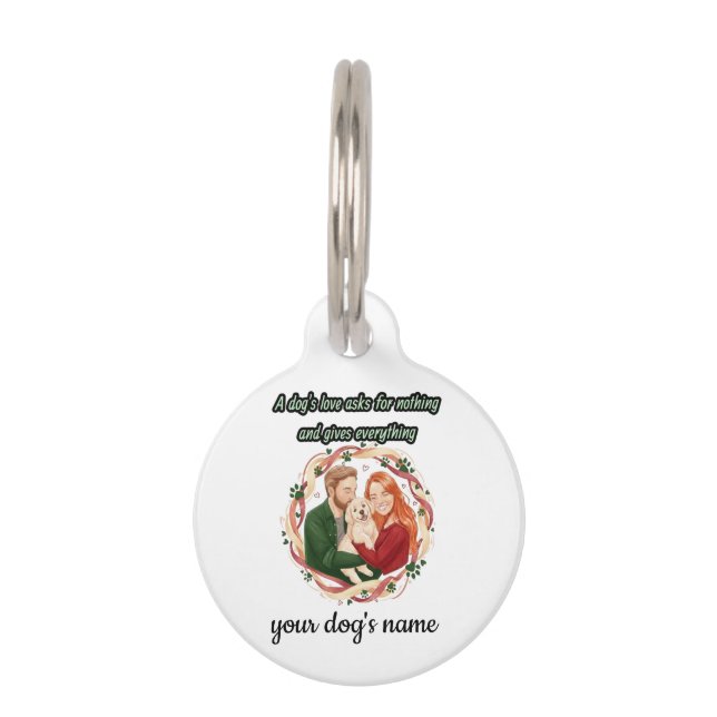 Heartwarming dog quote personalised  pet tag (Front)
