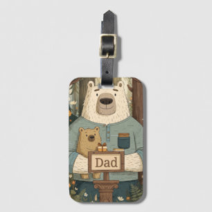 Heartwarming Father's Day Illustration of Bears Luggage Tag