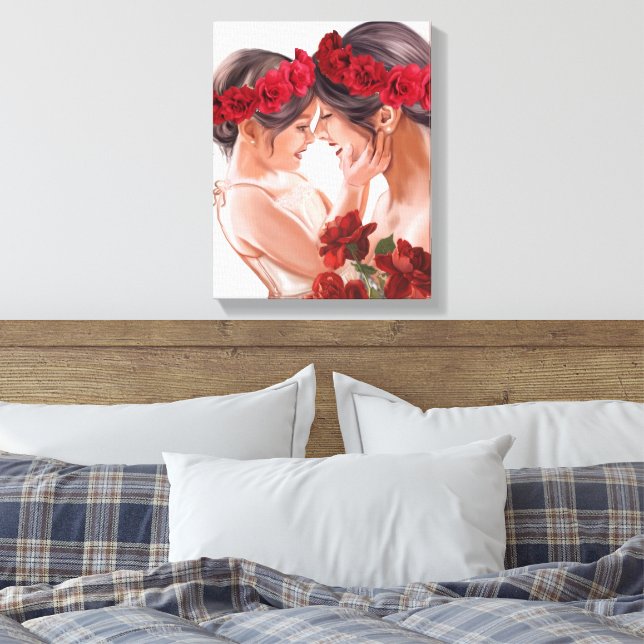 Heartwarming Floral Personalised Gift Canvas Print (Insitu(Bedroom))