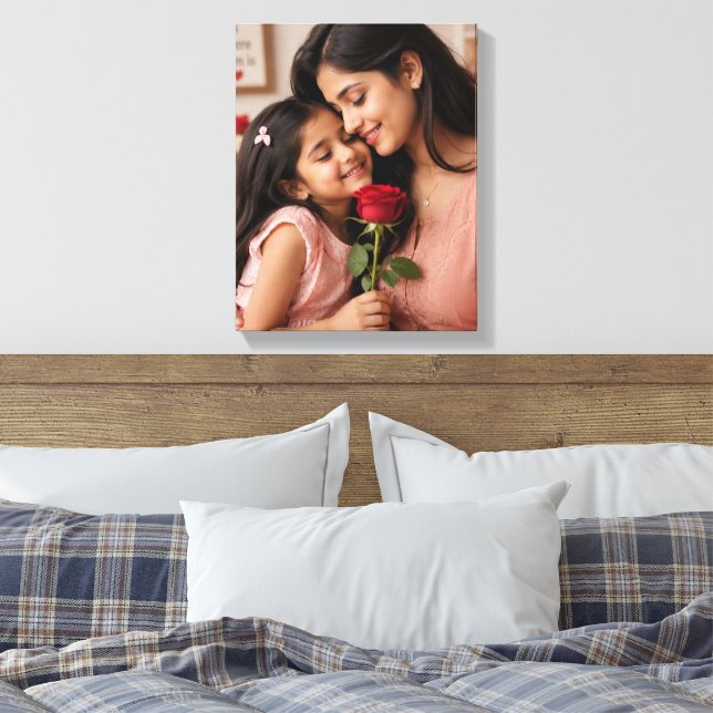 Heartwarming Floral Personalised Gift Canvas Print (Insitu(Bedroom))