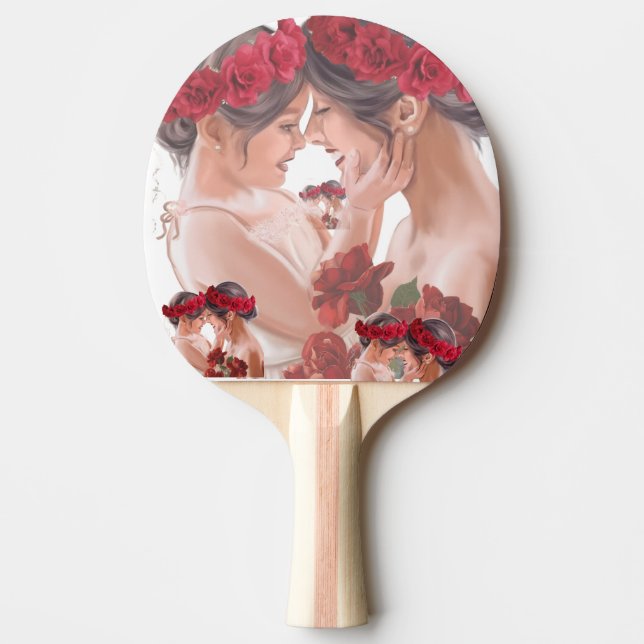 Heartwarming Floral Personalised Gift Ping Pong Paddle (Front)