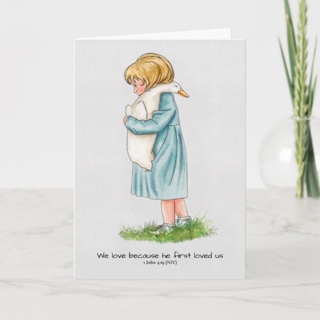 Heartwarming Little Girl, Bible verse, Handmade Holiday Card (Front)