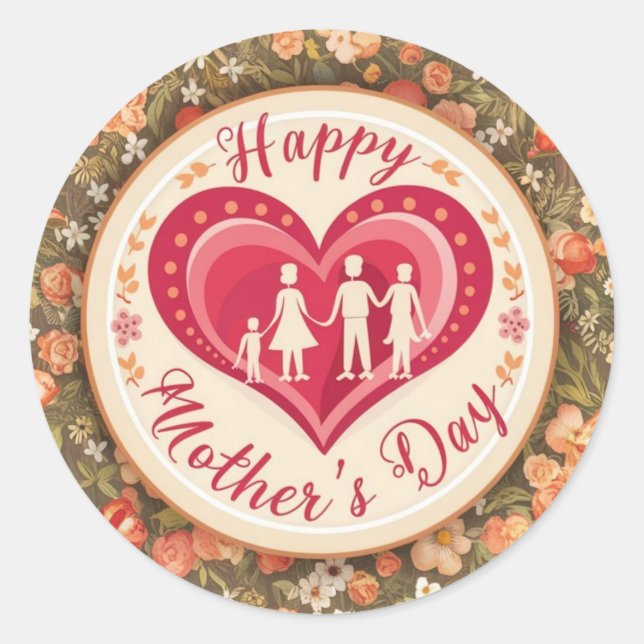 Heartwarming Mother's Day Classic Round Sticker (Front)
