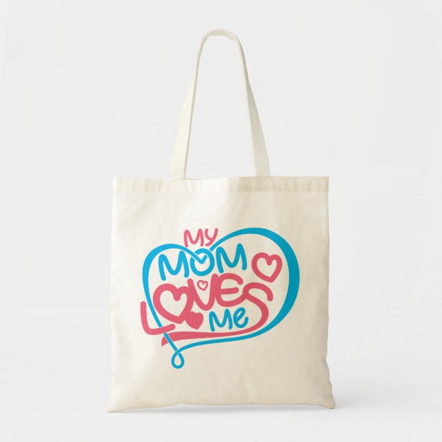 Heartwarming "My Mum Loves Me" Special Bond Design Tote Bag (Front)