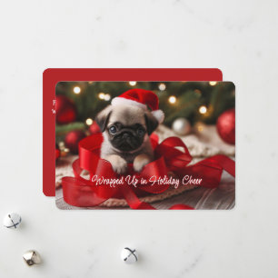 Heartwarming Pug Puppy Flat Holiday Card