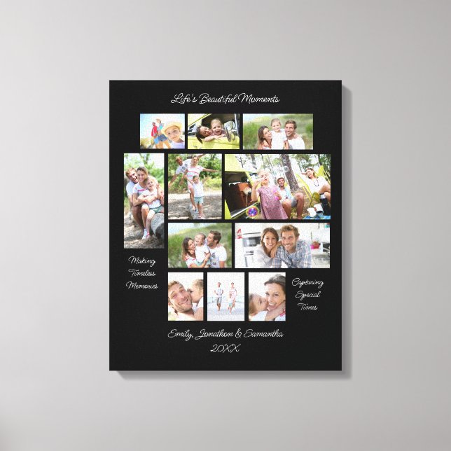 Heartwarming Quotes 11 Photo Collage Black Canvas Print (Front)