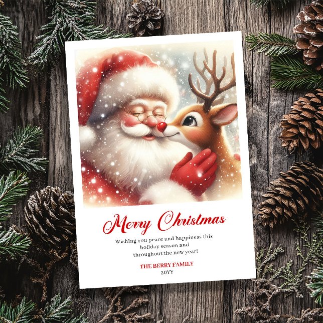 Heartwarming Santa And Rudolph Story Christmas  Holiday Card (Heartwarming Santa And Rudolph Story Christmas Card)