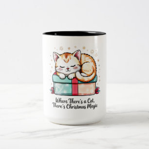 Heartwarming Sleeping Kitten - Cat Lover Gift Two-Tone Coffee Mug
