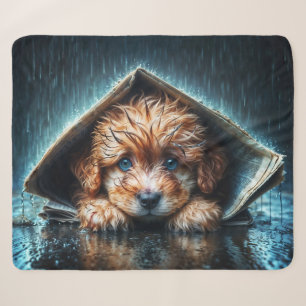 Heartwarming wet canine in stormy weather sherpa blanket