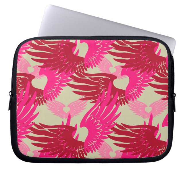 Heartwings Camouflage: Pink & Beige Laptop Sleeve (Front)