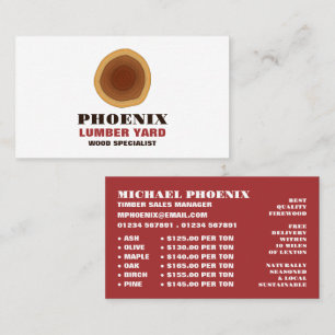 Heartwood Logo, Lumber/Timber/Wood Yard Business Card