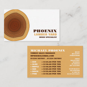 Heartwood, Lumber/Timber/Wood Yard Business Card