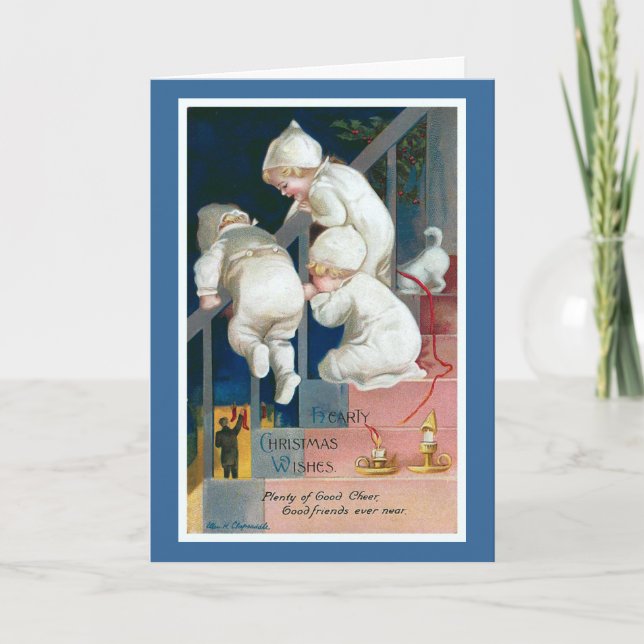 "Hearty Christmas Wishes" Vintage Holiday Card (Front)