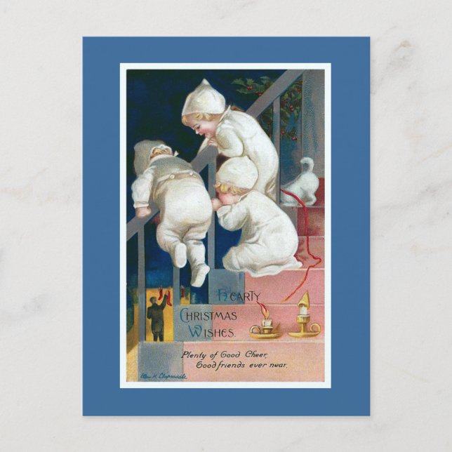 "Hearty Christmas Wishes" Vintage Holiday Postcard (Front)