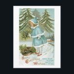 Hearty Christmas Wishes Vintage Retro Holiday Postcard<br><div class="desc">Vintage Christmas greeting card wishing you Heart Christmas Wishes!</div>