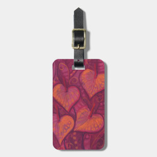Hearty Flowers, floral hearts, pink, red & orange Luggage Tag