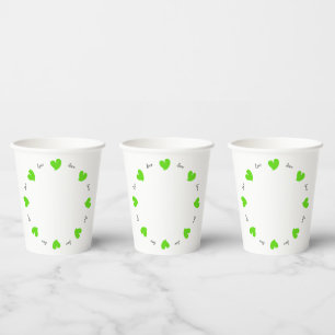 Hearty Hearts Green - Custom Text  Paper Cups