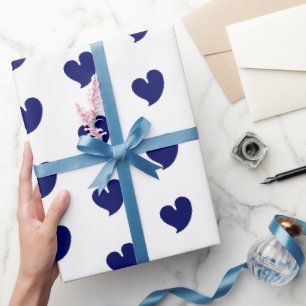 Hearty Hearts - Navy Blue and White - Wrapping Paper