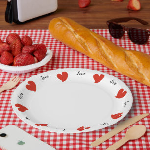 Hearty Hearts Red - Custom Text Paper Plate