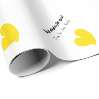 Hearty Hearts Yellow and White Custom Text - Wrapping Paper