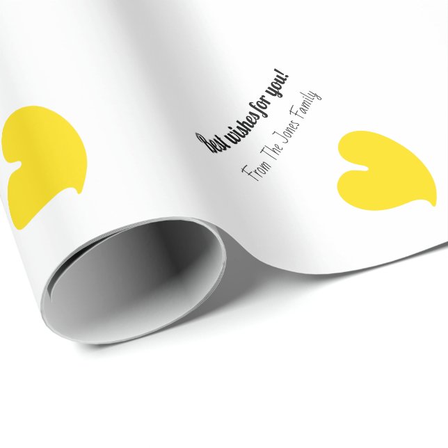 Hearty Hearts Yellow and White Custom Text - Wrapping Paper (Roll Corner)
