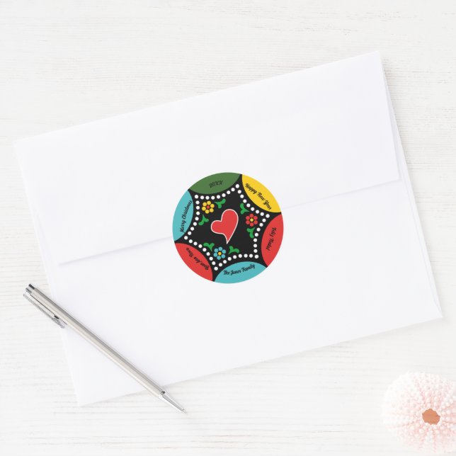 Hearty Portuguese Christmas Party and Gifts Classic Round Sticker (Envelope)