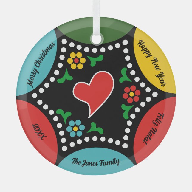 Hearty Portuguese Christmas Party and Gifts Glass Tree Decoration (Front)