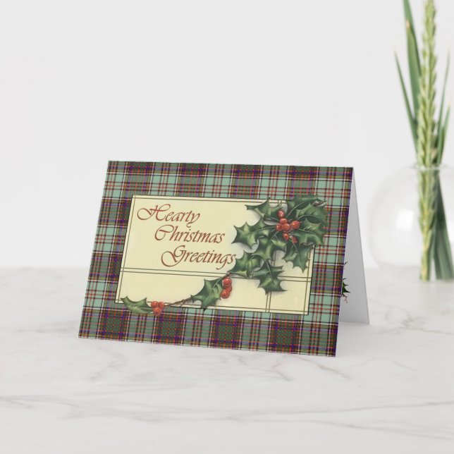 Hearty Season's Greetings, Anderson tartan Holiday Card (Front)