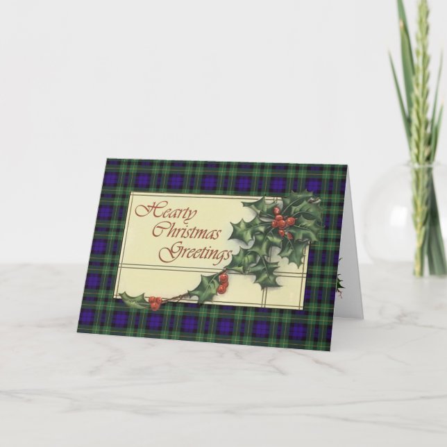 Hearty Season's Greetings,  Campbell  tartan Holiday Card (Front)