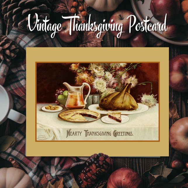 Hearty Thanksgiving Greetings Vintage Postcard (Hearty Thanksgiving Greetings Vintage Postcard)