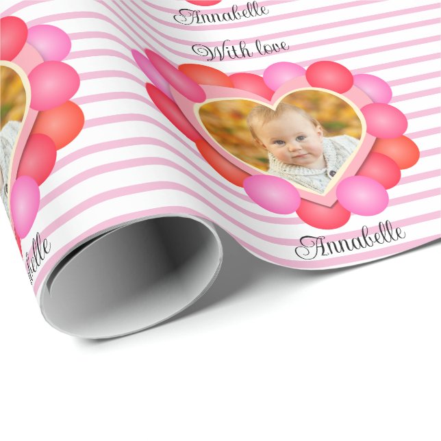 Hearty Valentine Photo Frame Wrapping Paper (Roll Corner)