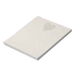 HeartyChic Natural linen Damask Heart Notepad