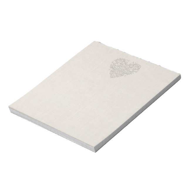 HeartyChic Natural linen Damask Heart Notepad (Rotated)