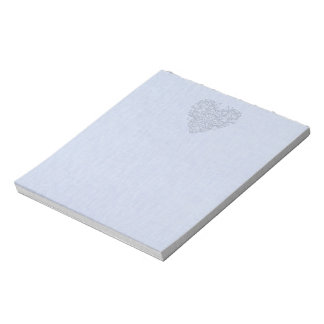 HeartyChic SkyBlue Linen Damask heart Notepad