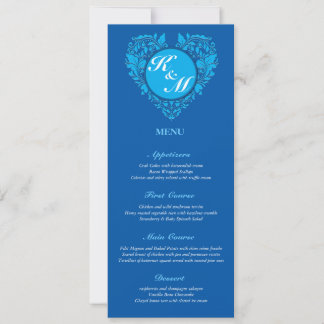 HeartyParty Cobalt Blue And Turquoise Damask Heart Invitation