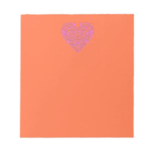 HeartyParty Orange and Pink Damask Heart Notepad