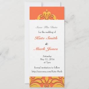 HeartyParty Orange and Yellow Damask Heart Save The Date