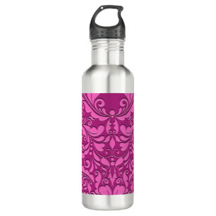 HeartyParty Pink And Cherry Damask Heart 710 Ml Water Bottle