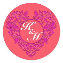 HeartyParty Raspberry and Magenta Damask Heart